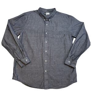 LRG Shirt Mens 3XL Blue Chambray Cotton Flecked Button Down Long Sleeve Collared